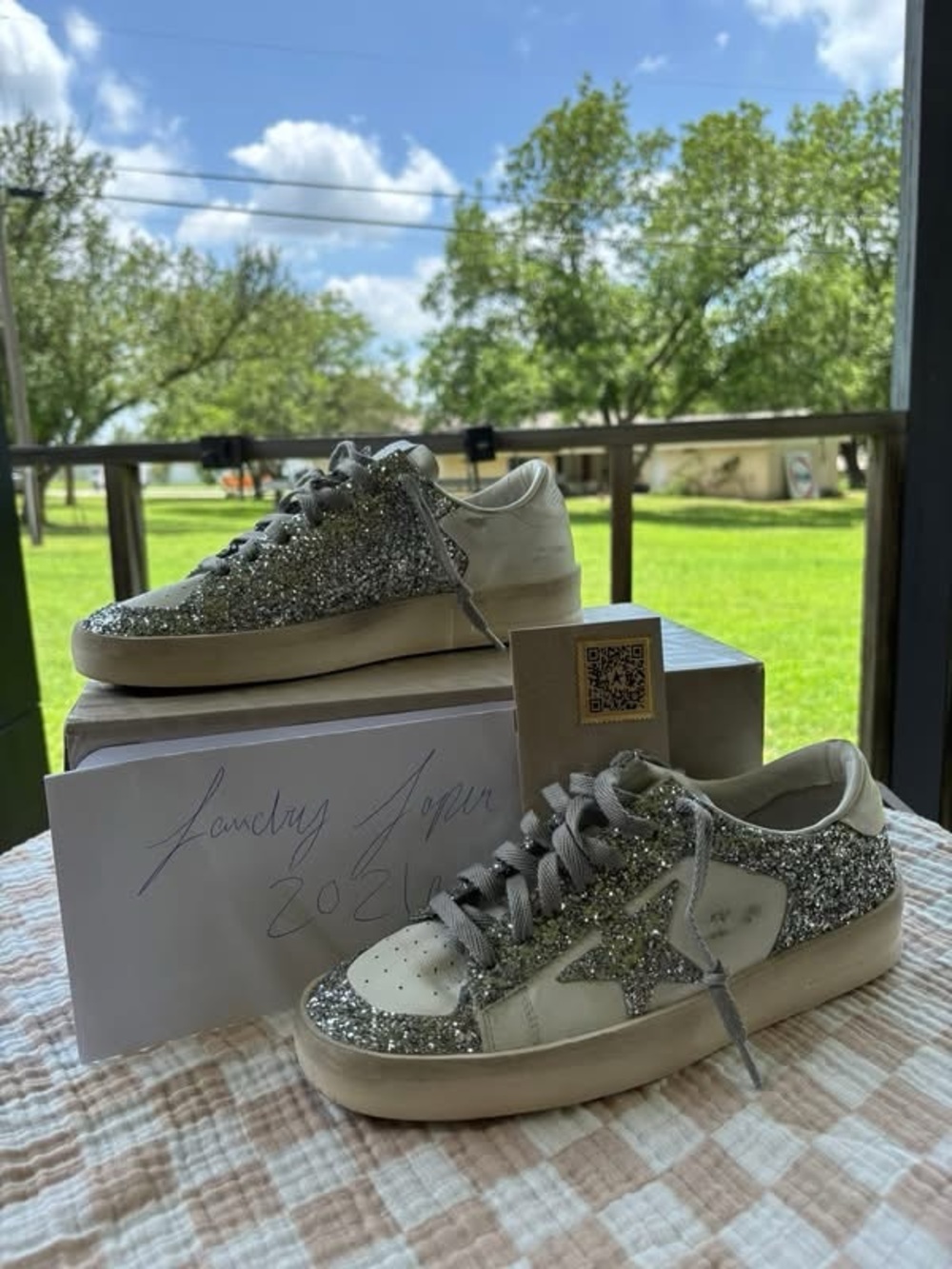 Golden Goose Women's Silver Glitter Low-Top Sneakers